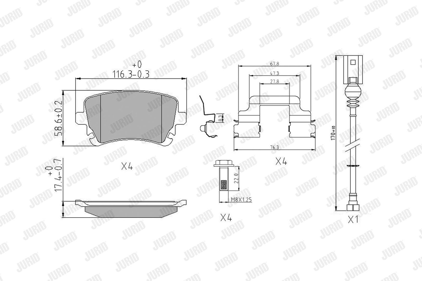 Kit de plaquettes de frein, frein à disque