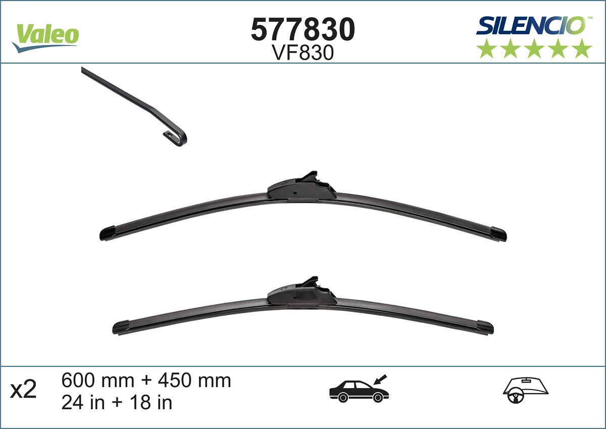 Balai d'essuie-glace SILENCIO FLAT BLADE SET