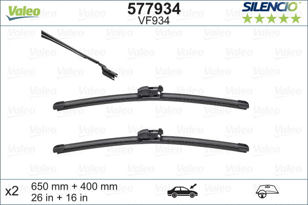 Balai d'essuie-glace SILENCIO FLAT BLADE SET