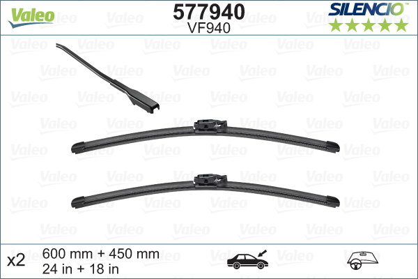 Balai d'essuie-glace SILENCIO FLAT BLADE SET