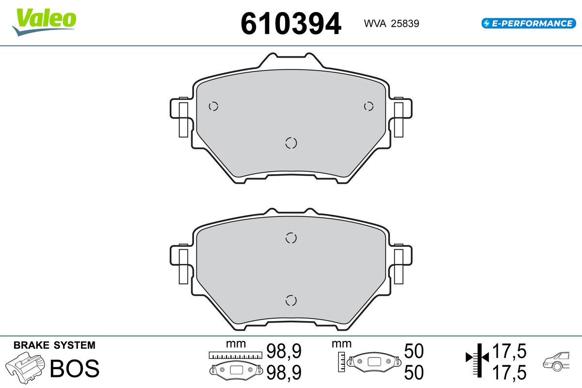Kit de plaquettes de frein, frein à disque E-PERFORMANCE