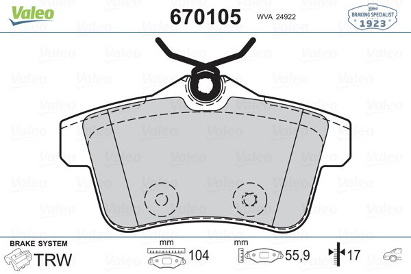 Kit de plaquettes de frein, frein à disque