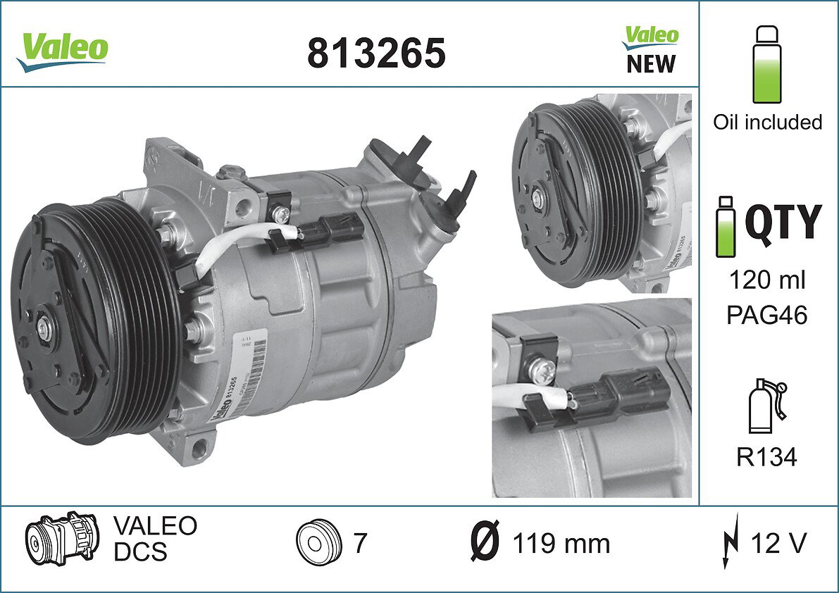 Compresseur, climatisation VALEO ORIGINS TECHNOLOGIE D'ORIGINE