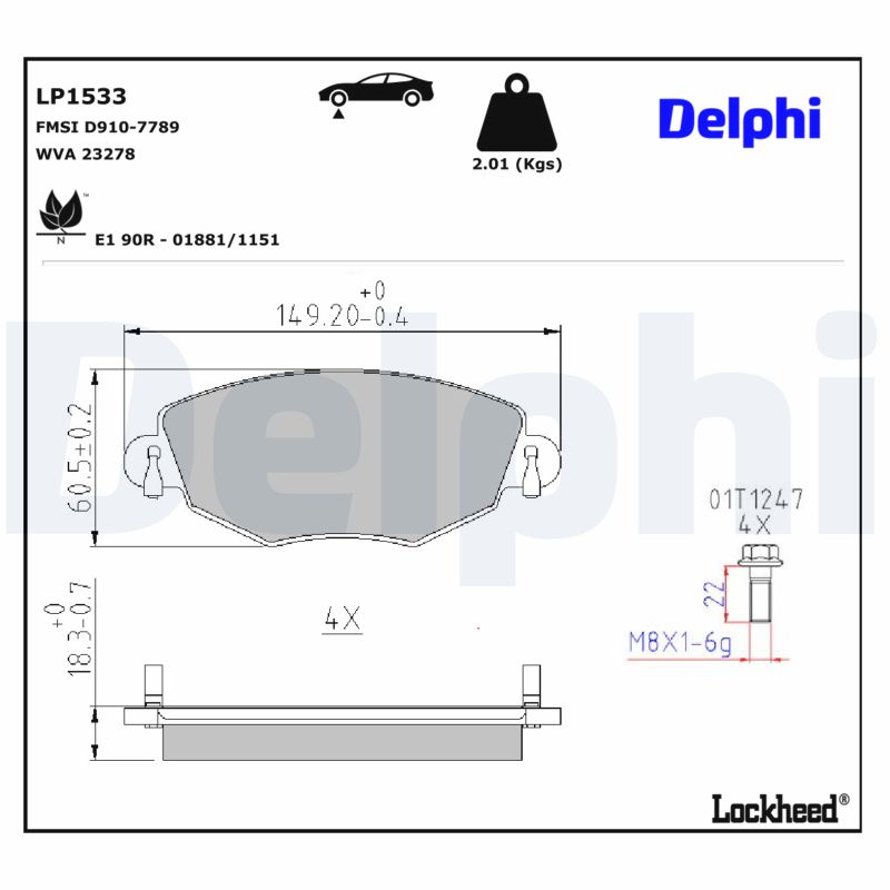 Kit de plaquettes de frein, frein à disque