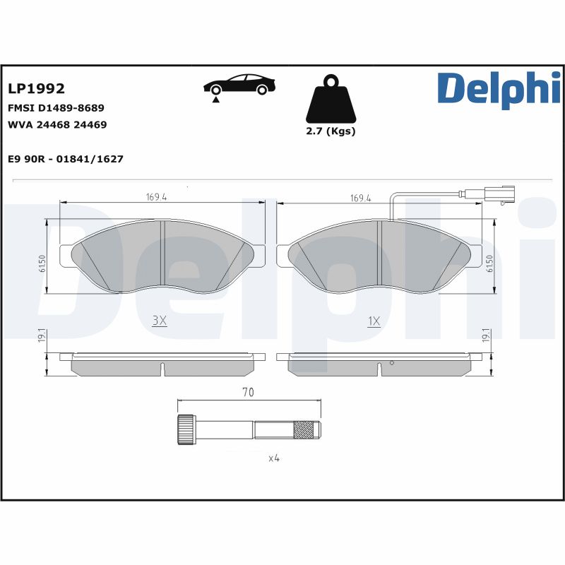 Kit de plaquettes de frein, frein à disque