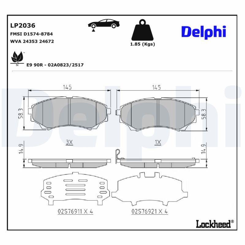 Kit de plaquettes de frein, frein à disque