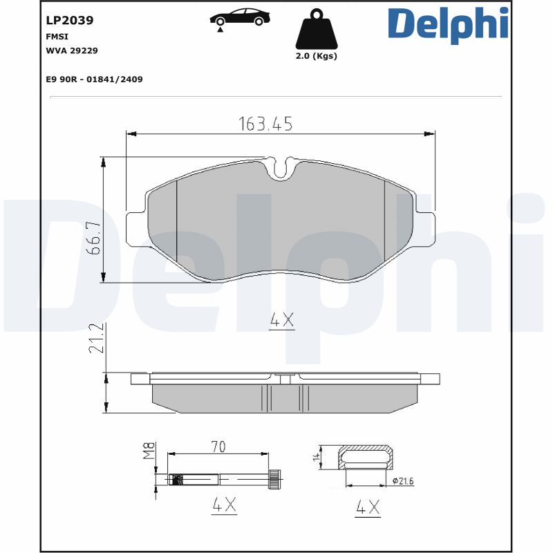 Kit de plaquettes de frein, frein à disque