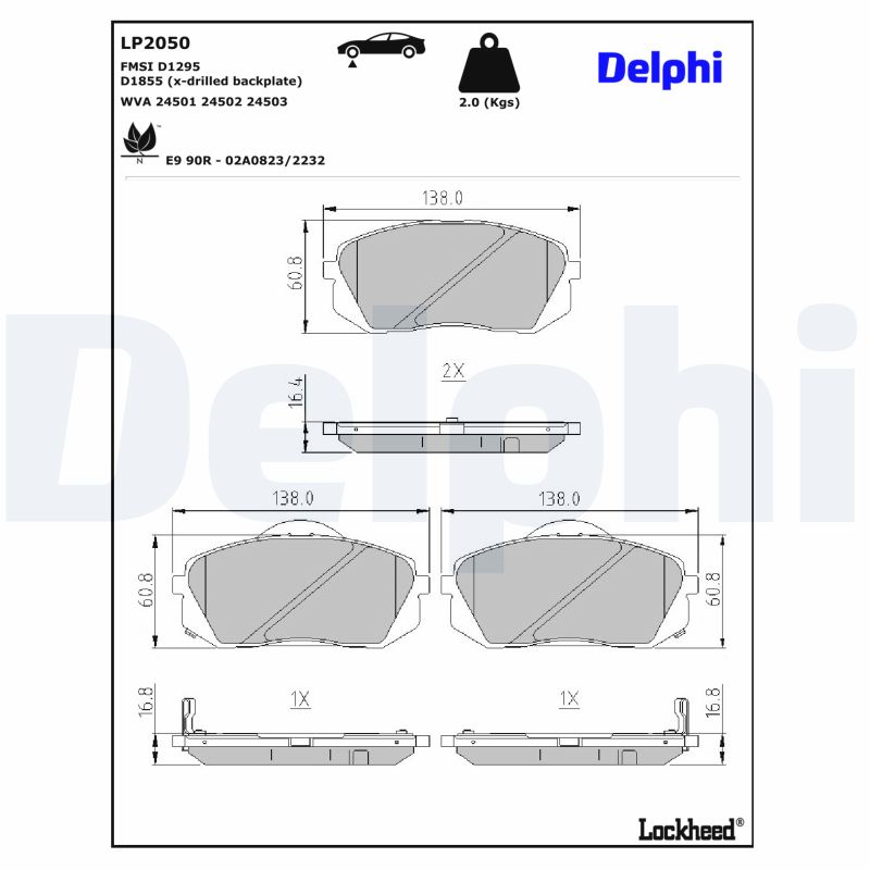 Kit de plaquettes de frein, frein à disque