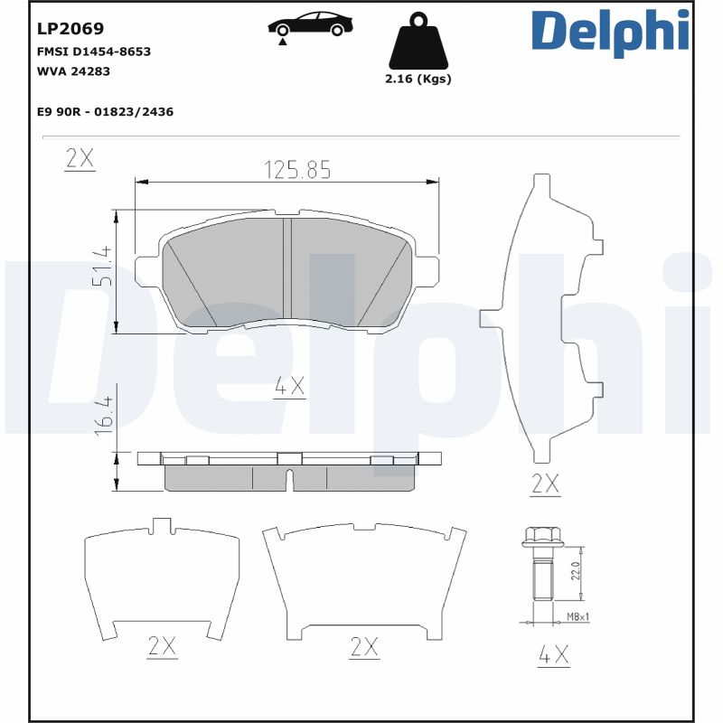 Kit de plaquettes de frein avant, frein à disque