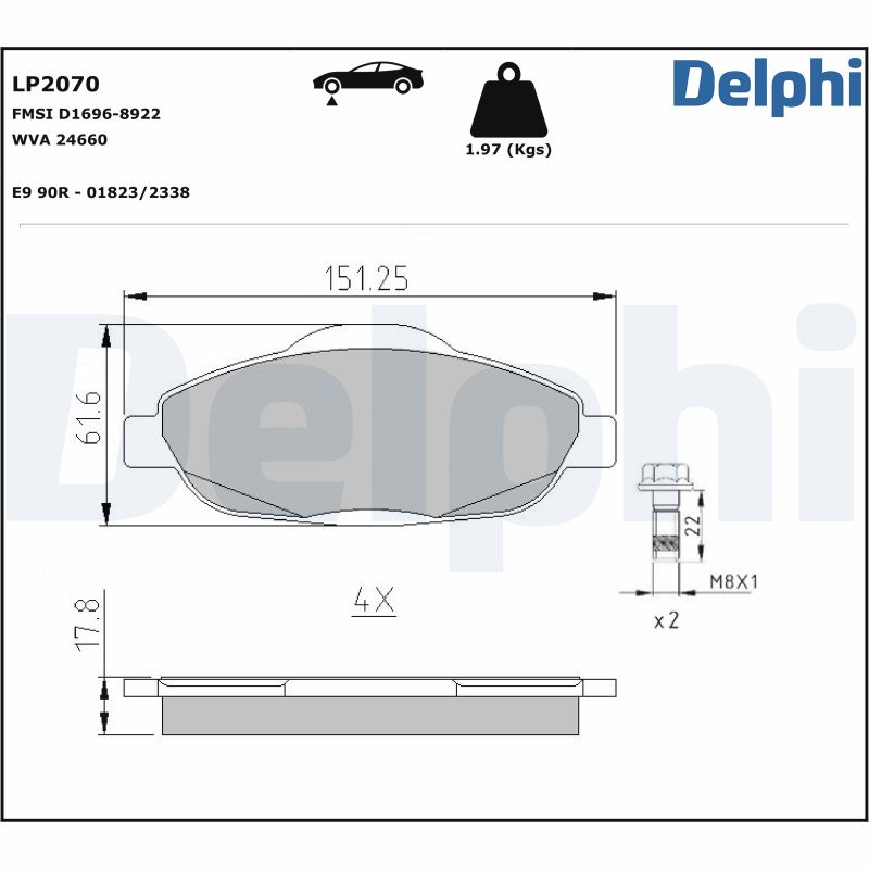 Kit de plaquettes de frein, frein à disque