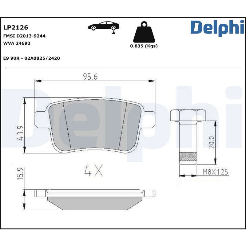 Kit de plaquettes de frein, frein à disque