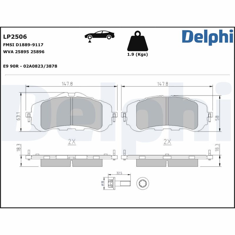 Kit de plaquettes de frein, frein à disque